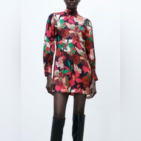 Zara satin floral mini dress - Picture 2 of 7